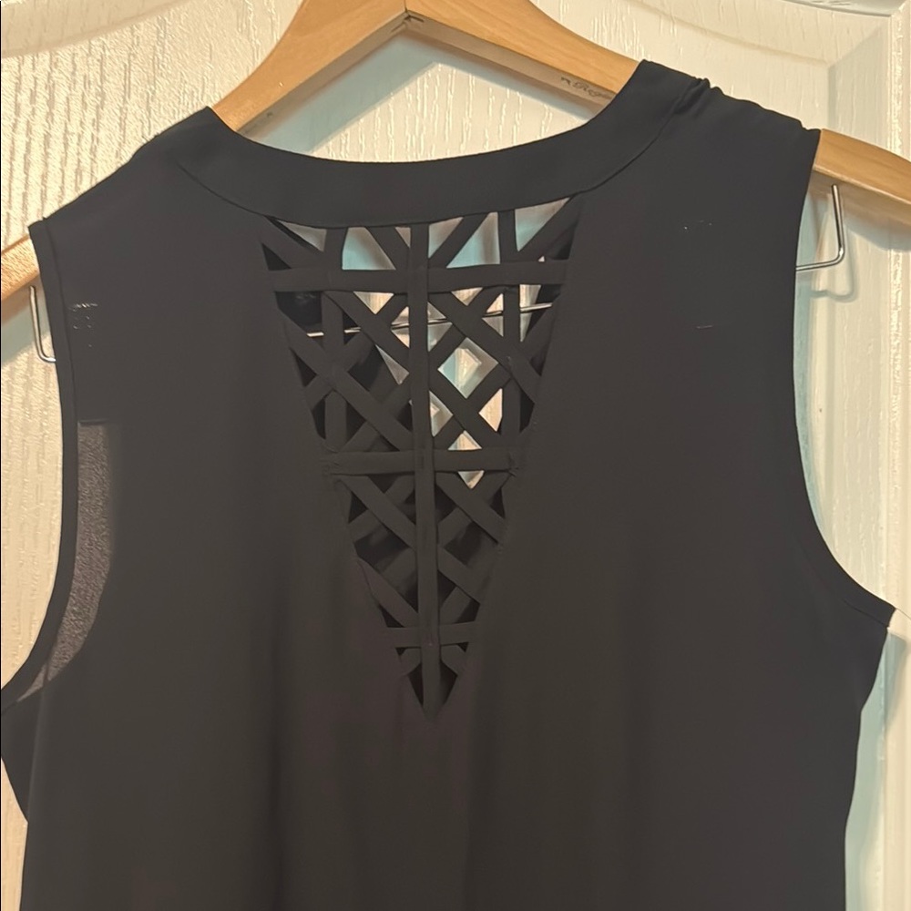 Iz Byer Black Tank Top with Crisscross Back - Picture 3 of 3